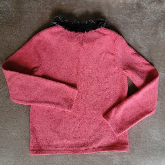 Gymboree Girl Salmon Color Fleece Sweater/Faux Fur Collar Size 10-12 (L) - Picture 2 of 2